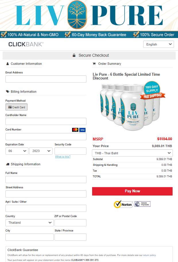 Liv Pure - Secure Order Page
